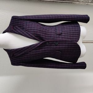 Boden British Tweet Purple and Blue Plaid Blazer Jacket size 4